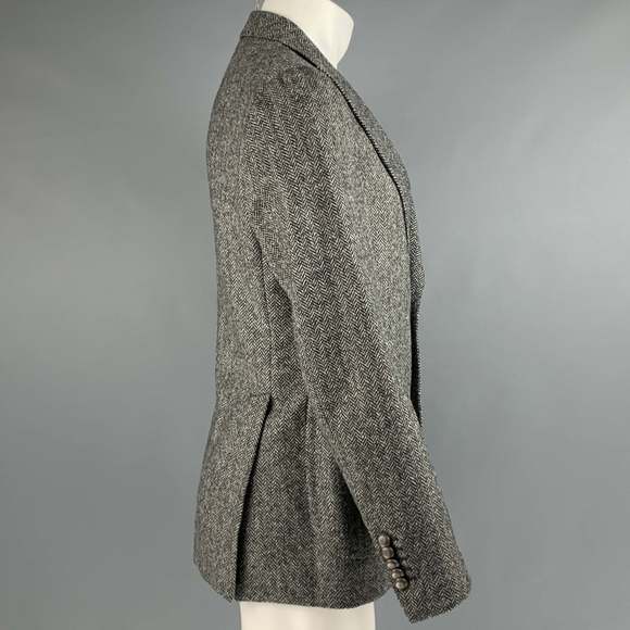 TAGLIATORE Black White Herringbone Wool Single Breasted Sport Coat - Picture 3 of 7